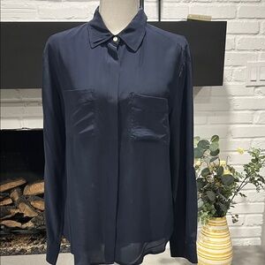 Ann Taylor Midnight Blue Silk Top